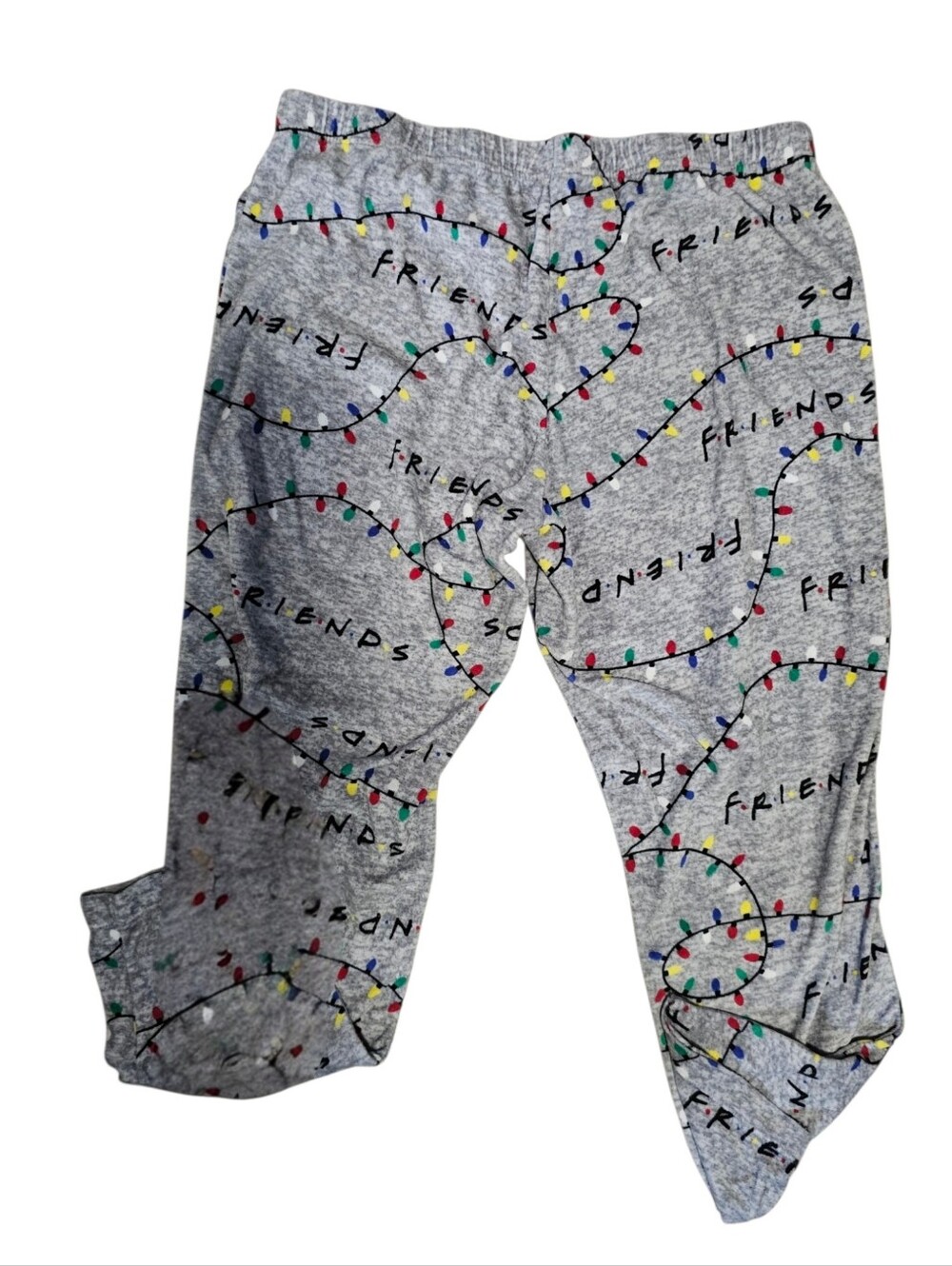 FRIENDS Gray Christmas Pajama Pants with Colorful Holiday Light Print Size Large